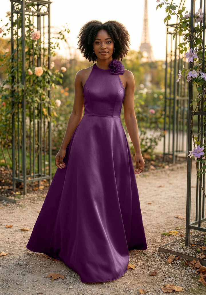 Morilee Bridesmaid 3030041 Satin Halter Neck A-line Dress