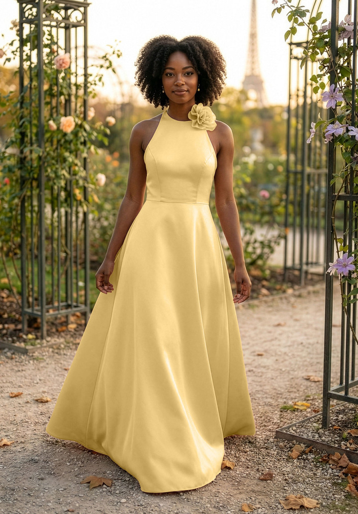 Morilee Bridesmaid 3030041 Satin Halter Neck A-line Dress
