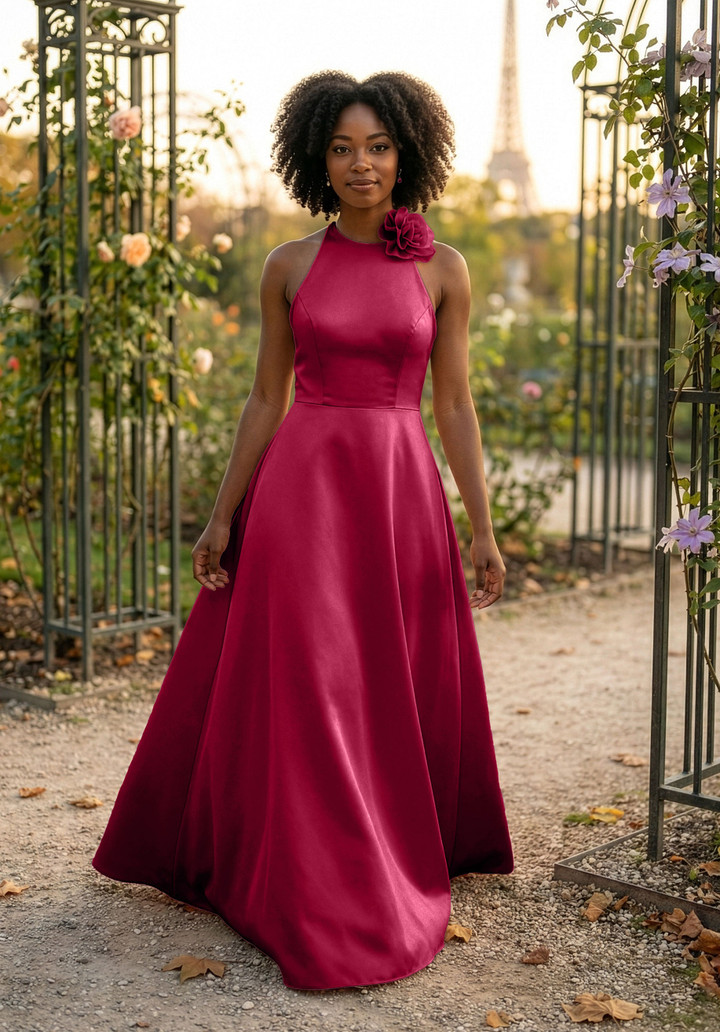 Morilee Bridesmaid 3030041 Satin Halter Neck A-line Dress