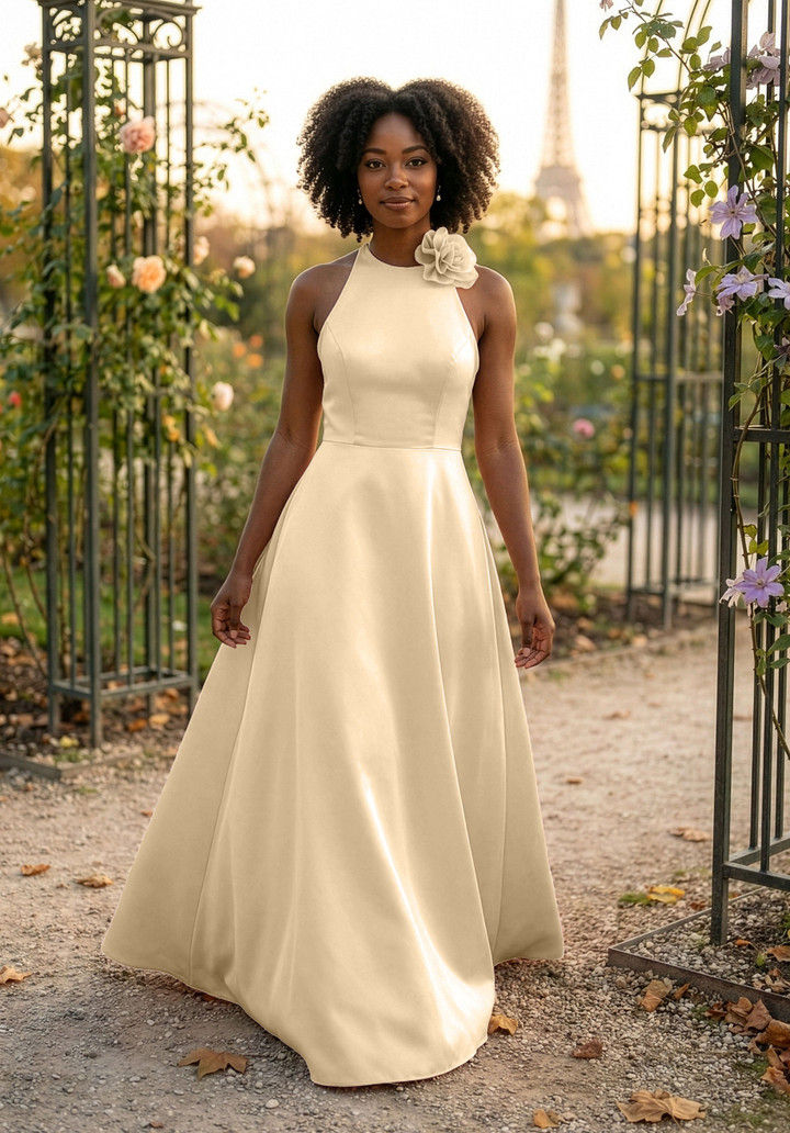 Morilee Bridesmaid 3030041 Satin Halter Neck A-line Dress