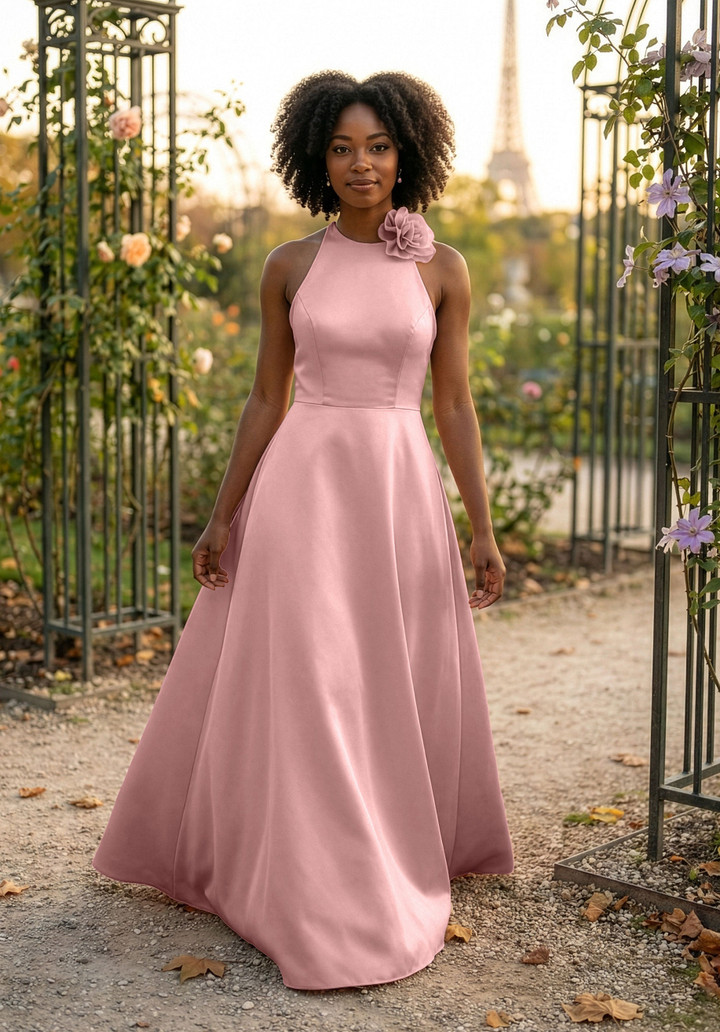 Morilee Bridesmaid 3030041 Satin Halter Neck A-line Dress