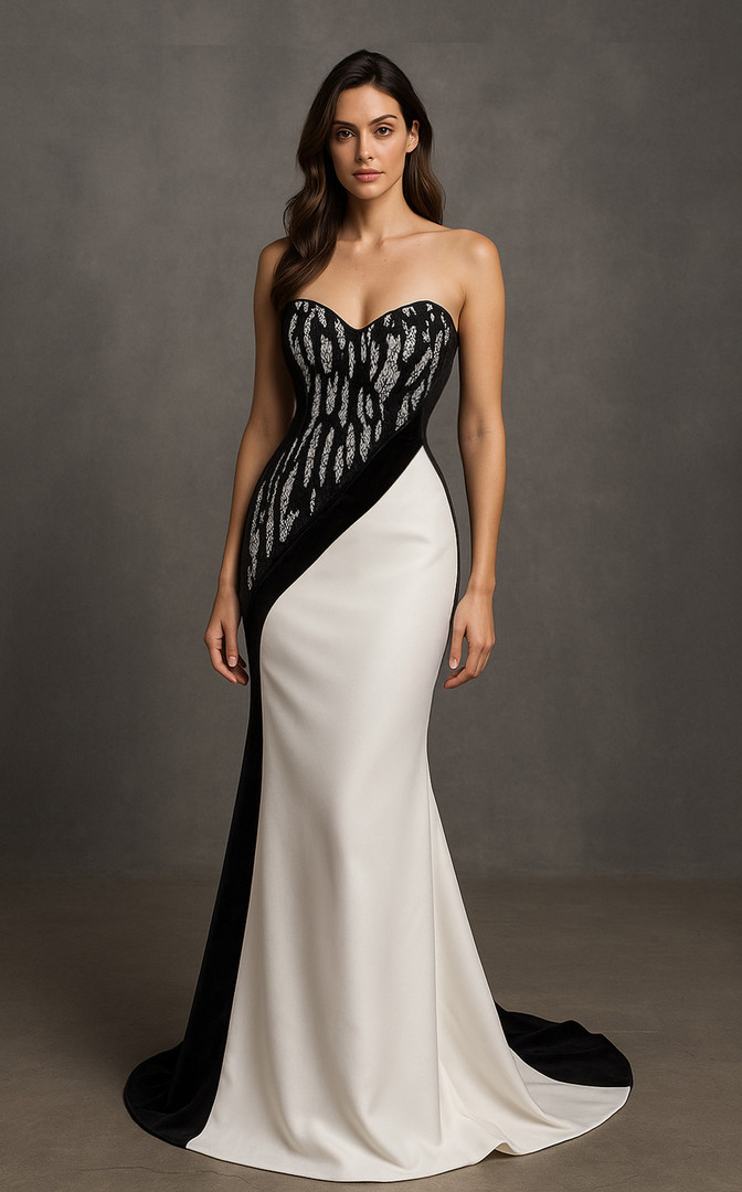 MNM Couture B1175 Lace Strapless Bolero Jacket Corset Gown