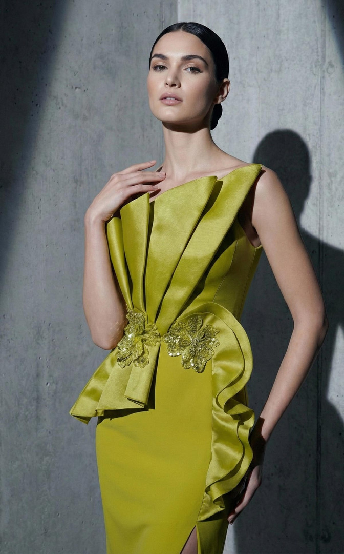 MNM Couture B1188 Crepe Chiffon Ruffled Strapless Long Gown