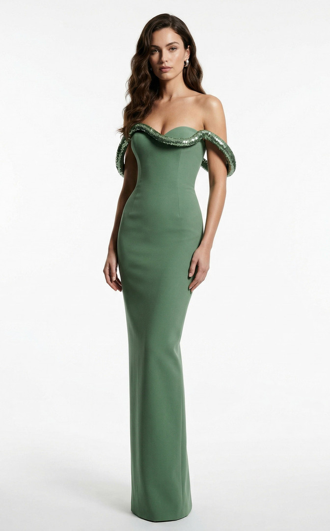 MNM Couture B1233 Sweetheart Neck Off-shoulder Sheath Gown