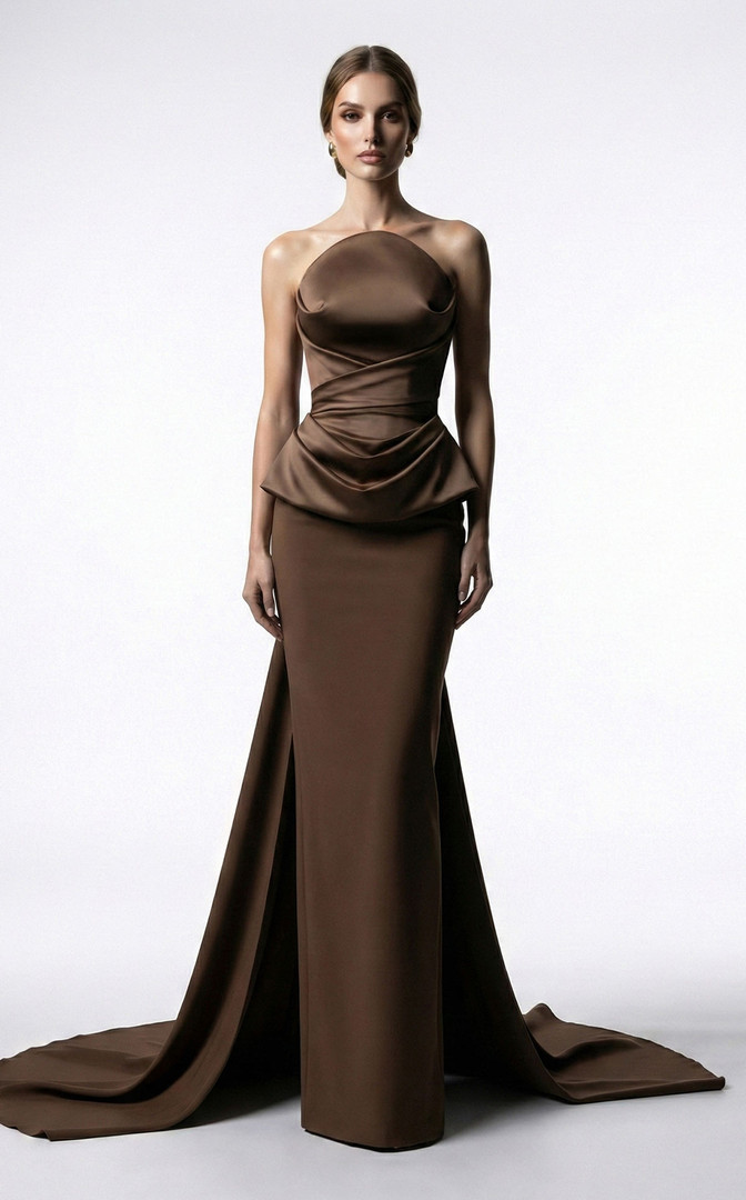 MNM Couture E0146 Strapless Sleeveless Sheath Fitted Gown