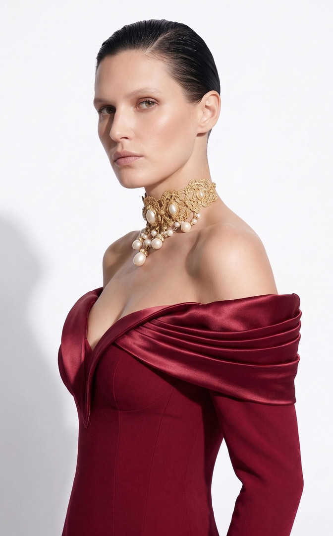 MNM Couture F02973A Off-shoulder Long-sleeve Sweetheart Gown