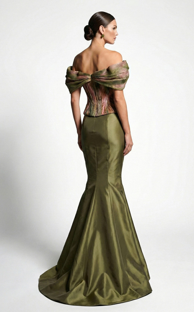 MNM Couture F02981A Off-shoulder Cap Sleeve Fitted Gown