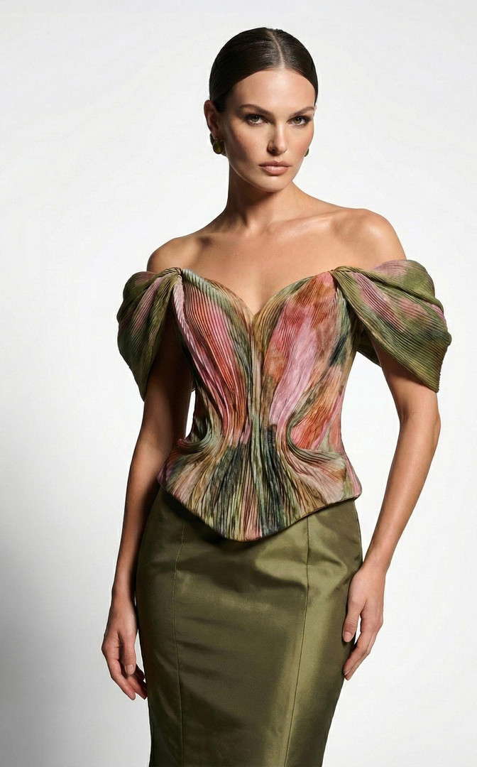 MNM Couture F02981A Off-shoulder Cap Sleeve Fitted Gown