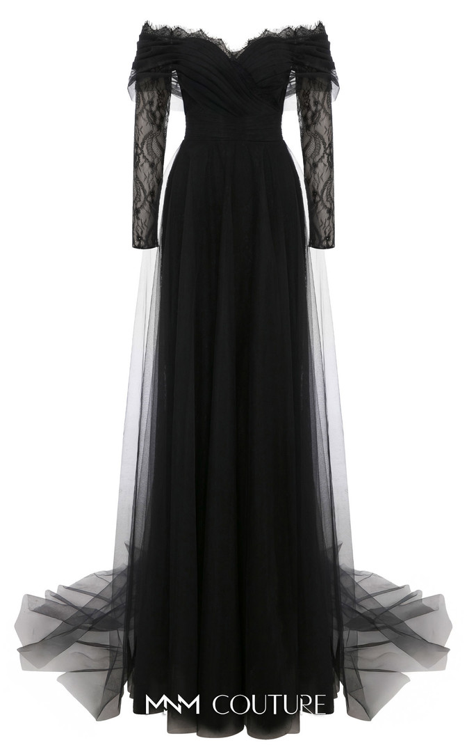 MNM Couture B1141 Intricate Embellishments Long-Sleeve Gown
