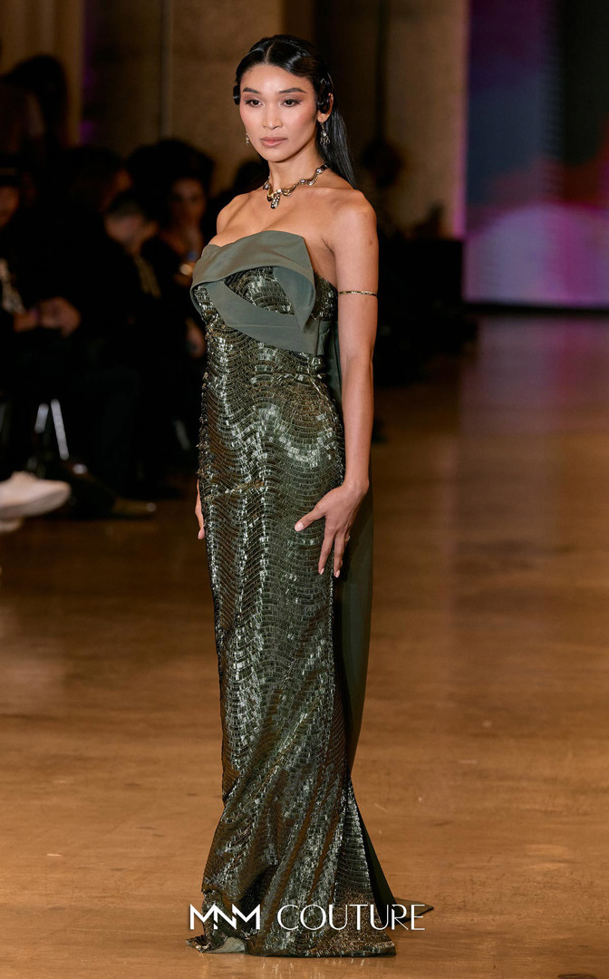 MNM Couture E0087 Rayon Crepe Embroidered Asymmetric Gown