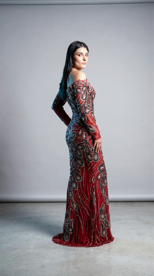 MNM Couture M1316 Illusion Mesh Off-shoulder Fitted Gown