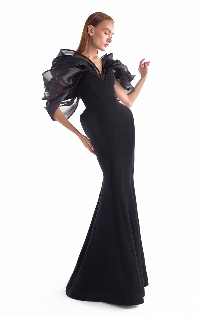 MNM Couture G2110 Silk Chiffon Strapless Draped Long Gown