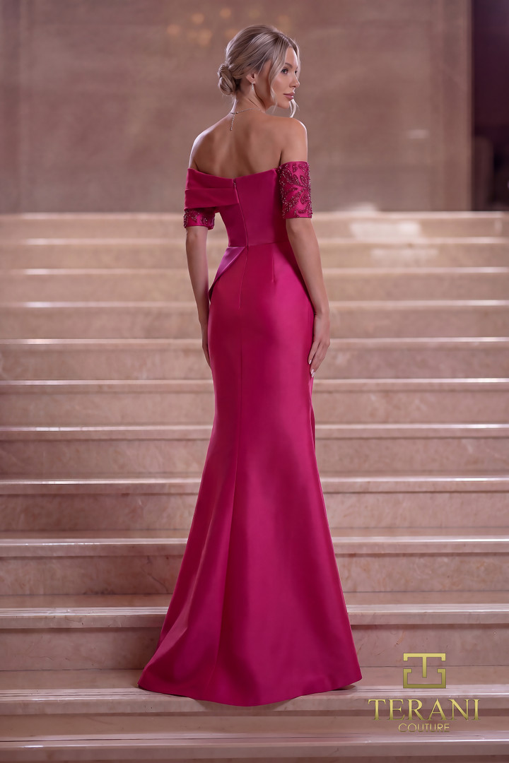 Terani Couture 261E6210 Stretch Mikado Off-Shoulder Gown