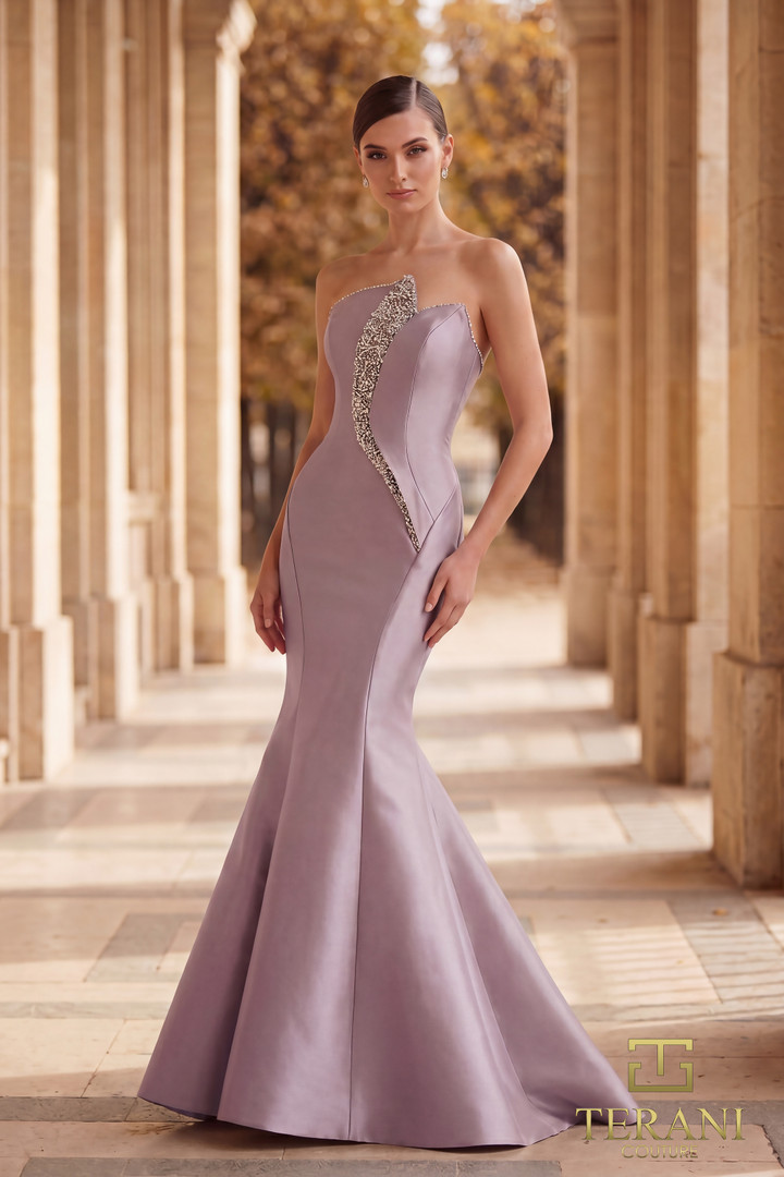 Terani Couture 262E7055 Mikado Architectural Strapless Gown