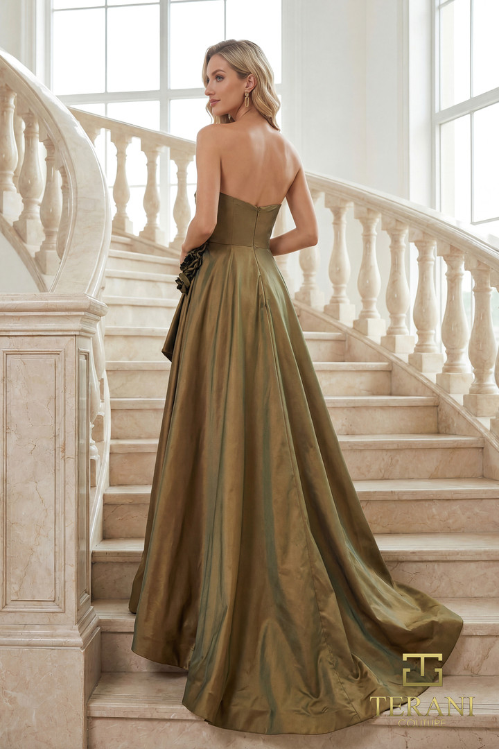 Terani Couture 262E7082 Tafetta Straight Neck Strapless Gown