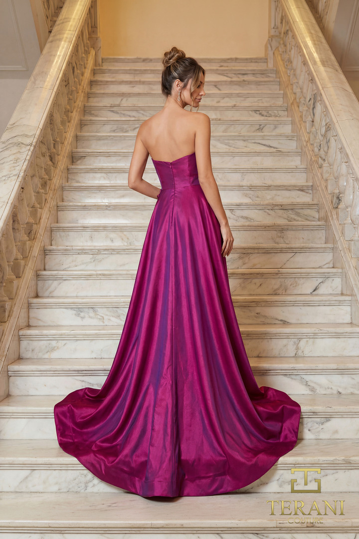 Terani Couture 262E7082 Tafetta Straight Neck Strapless Gown