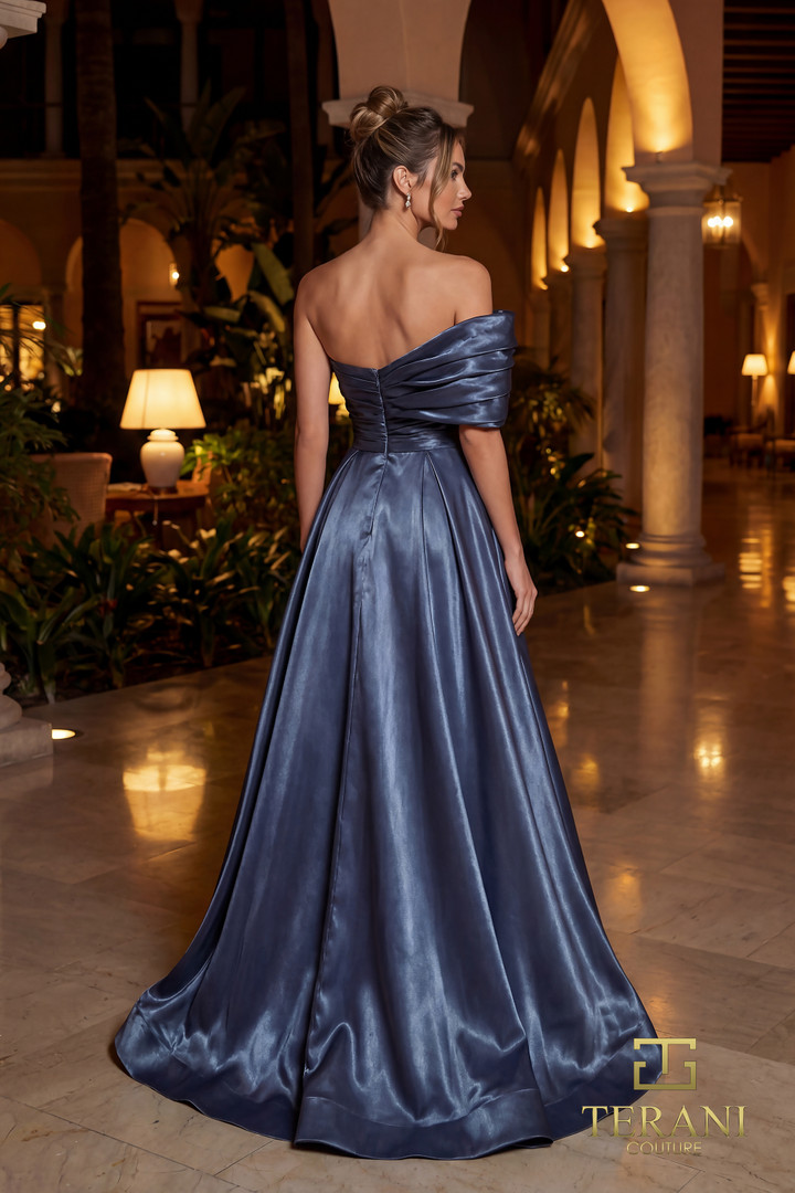 Terani Couture 262E7103 Mirror Organza One-Shoulder Ballgown