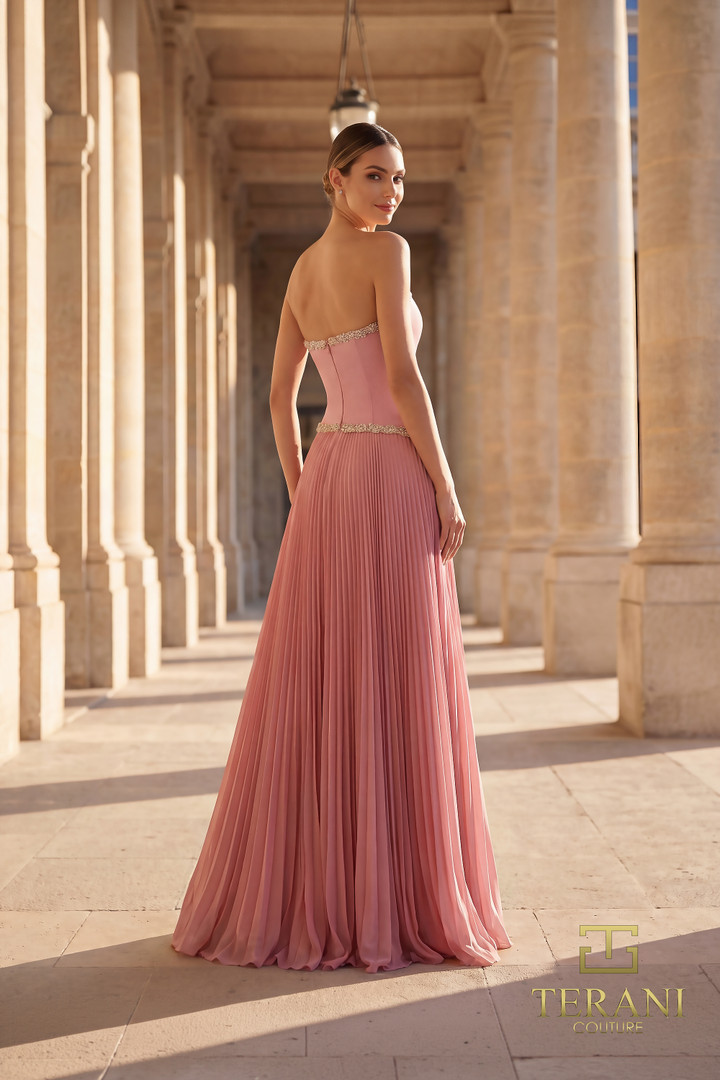 Terani Couture 262E7352 Crepe Chiffon Asymmetrical Neck Gown