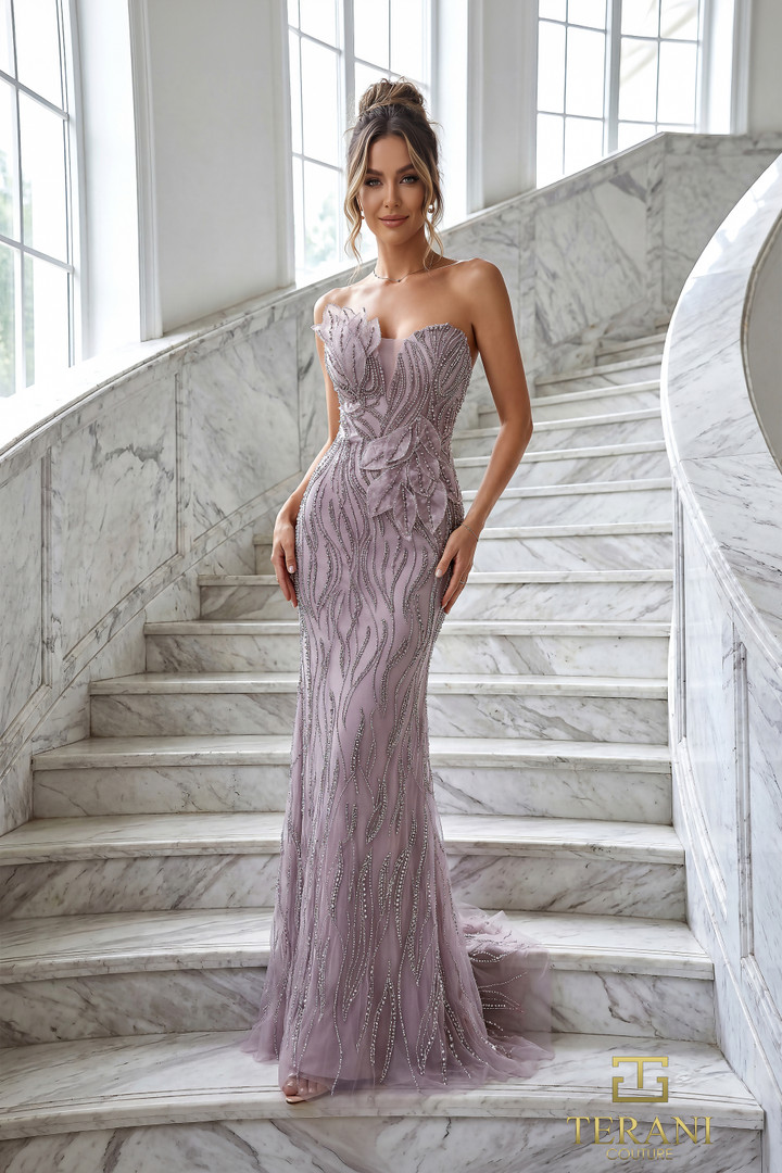 Terani Couture 262GL7180 Tulle Beaded Sweetheart Neck Gown