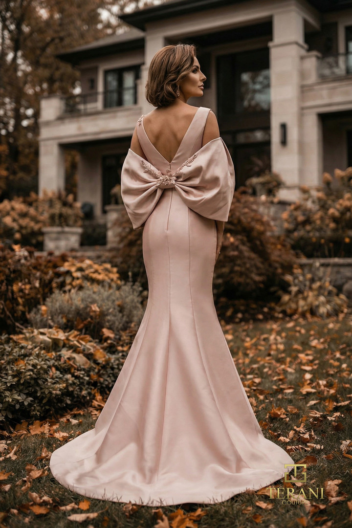 Terani Couture 262M7253 Stretch Mikado Square Neck Gown