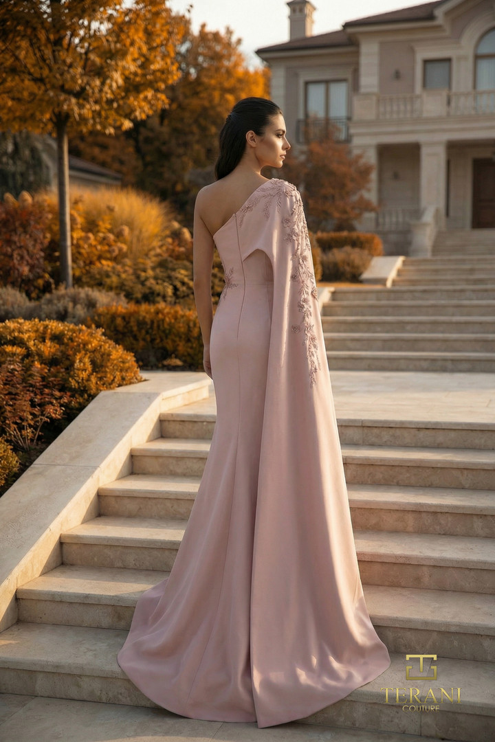 Terani Couture 262M7275 Stretch Mikado One-Shoulder Gown