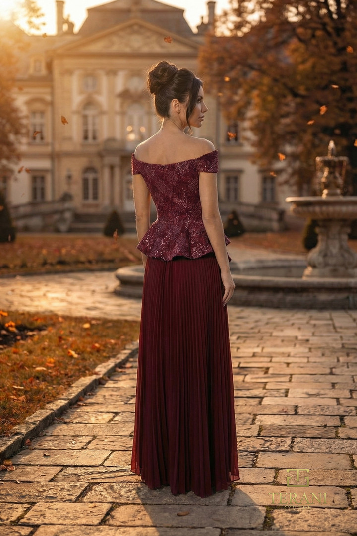 Terani Couture 262M7287 Sequince Lace Chiffon Two-Piece Gown
