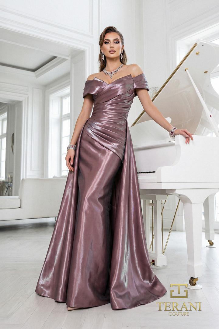 Terani Couture 262M7326 Mirror Organza Overskirt A-line Gown