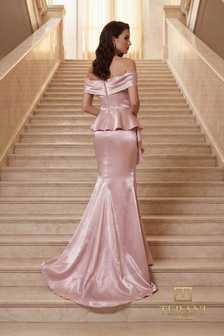 Terani Couture 262M7334 Ruffle Cascade Off-Shoulder Gown