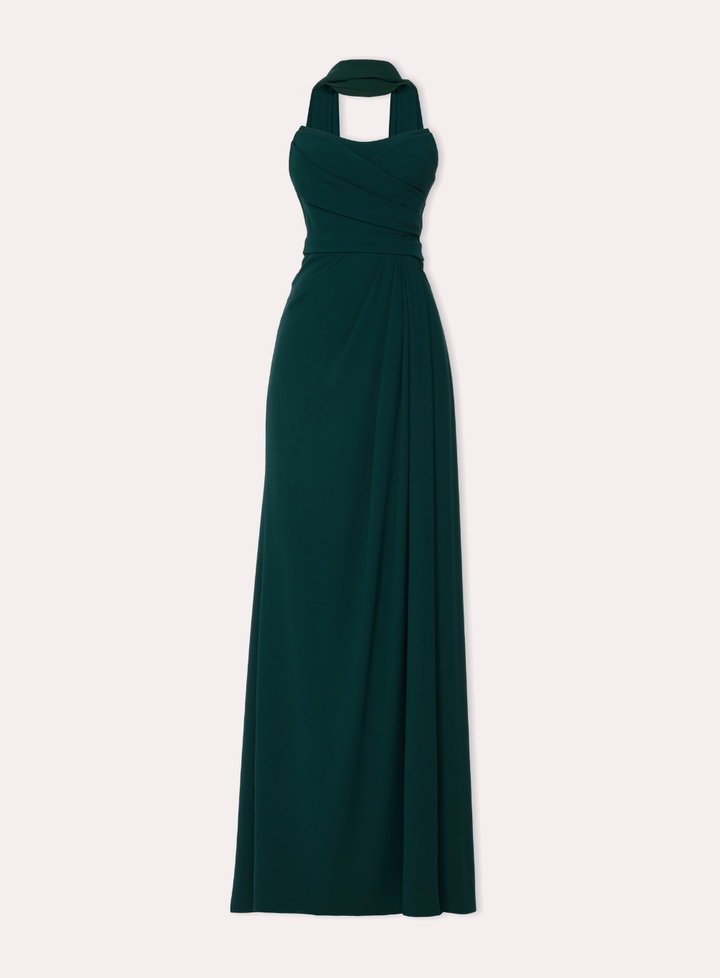 Tarik Ediz 66524 Crepe Satin Tulle Strapless Pleating Gown
