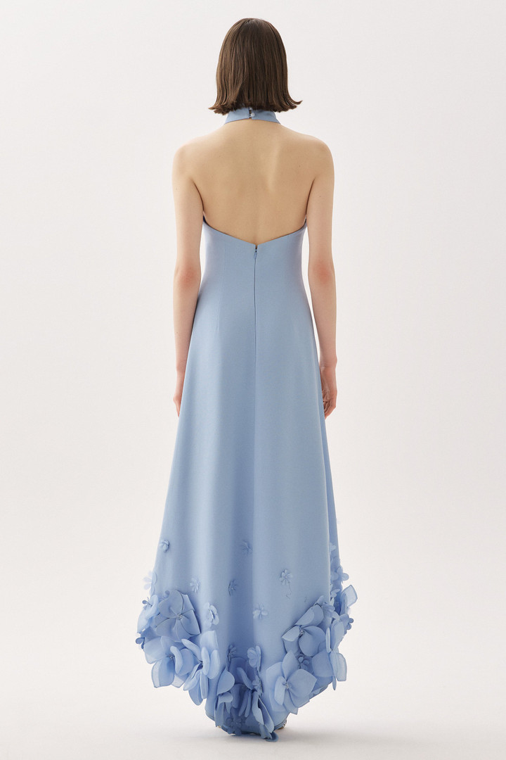 Tarik Ediz 66699 Crepe Chiffon Floral Sleeveless Long Dress