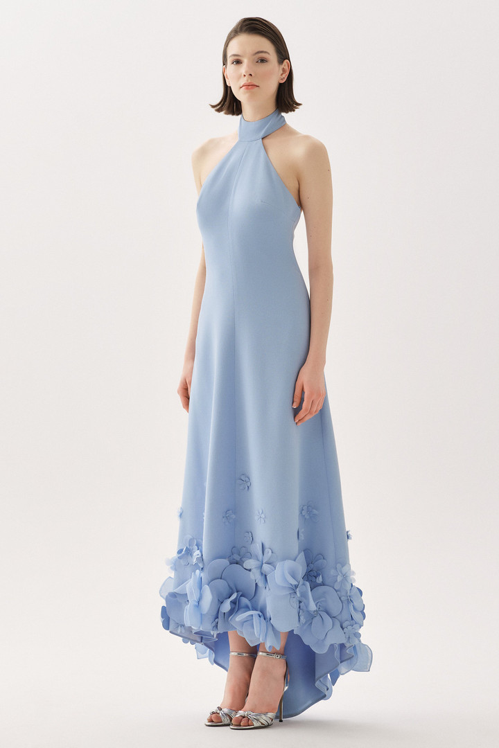 Tarik Ediz 66699 Crepe Chiffon Floral Sleeveless Long Dress