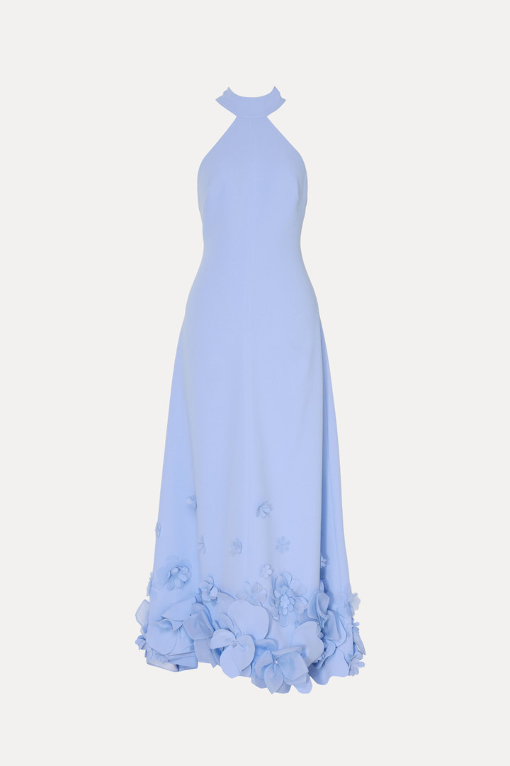 Tarik Ediz 66699 Crepe Chiffon Floral Sleeveless Long Dress