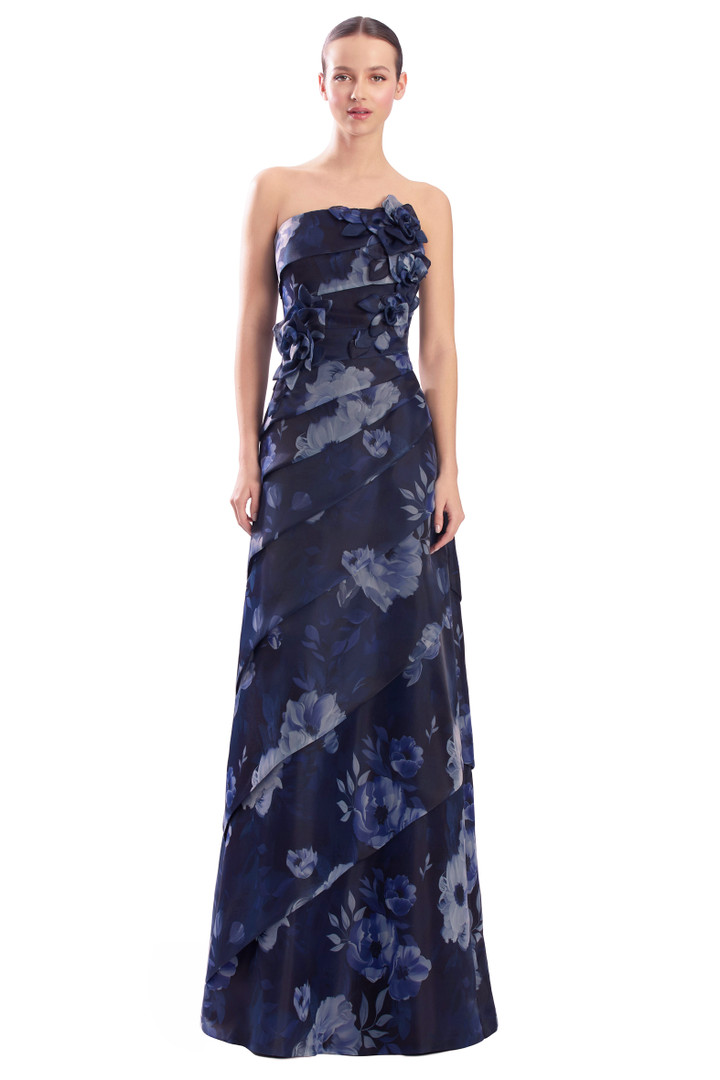 Alexander by Daymor 3303F26 3D Flower Strapless Tiered Gown