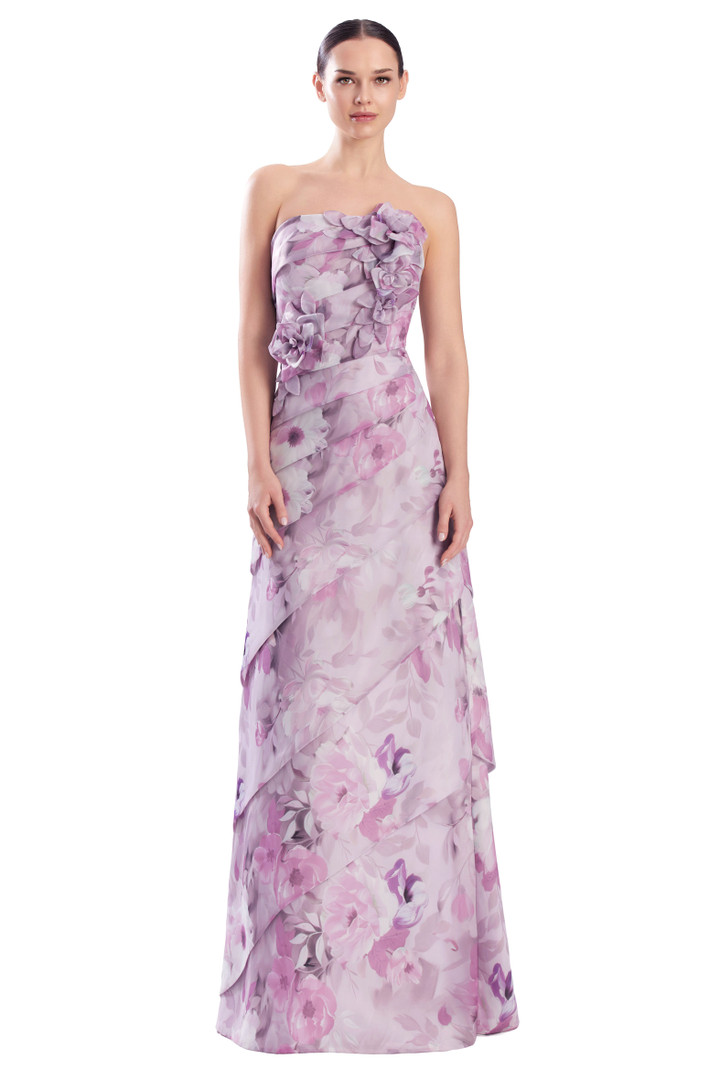 Alexander by Daymor 3303F26 3D Flower Strapless Tiered Gown