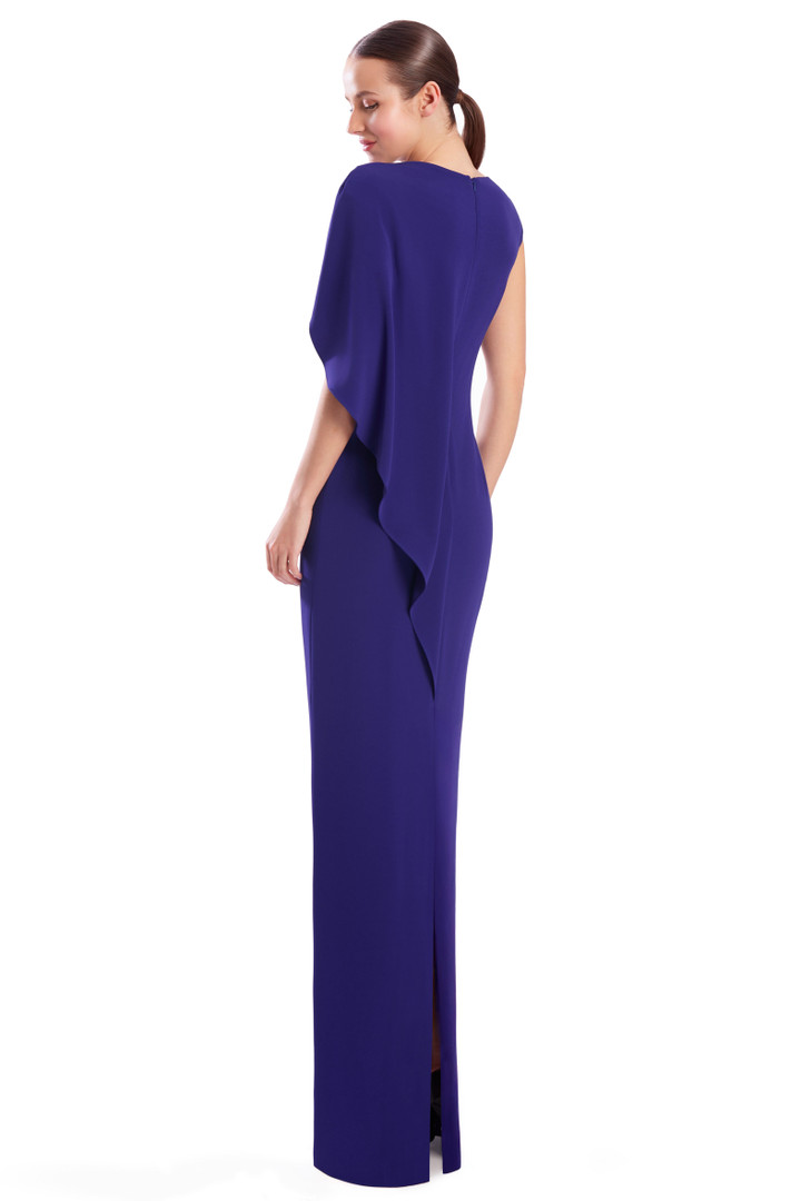 Alexander by Daymor 3305F26 3D Flower Cap Sleeve Drape Gown