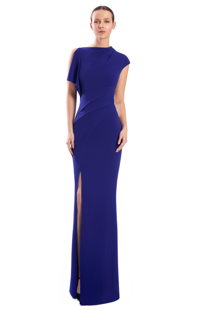 Alexander by Daymor 3307F26 Asymmetrical Drape Sleeve Gown