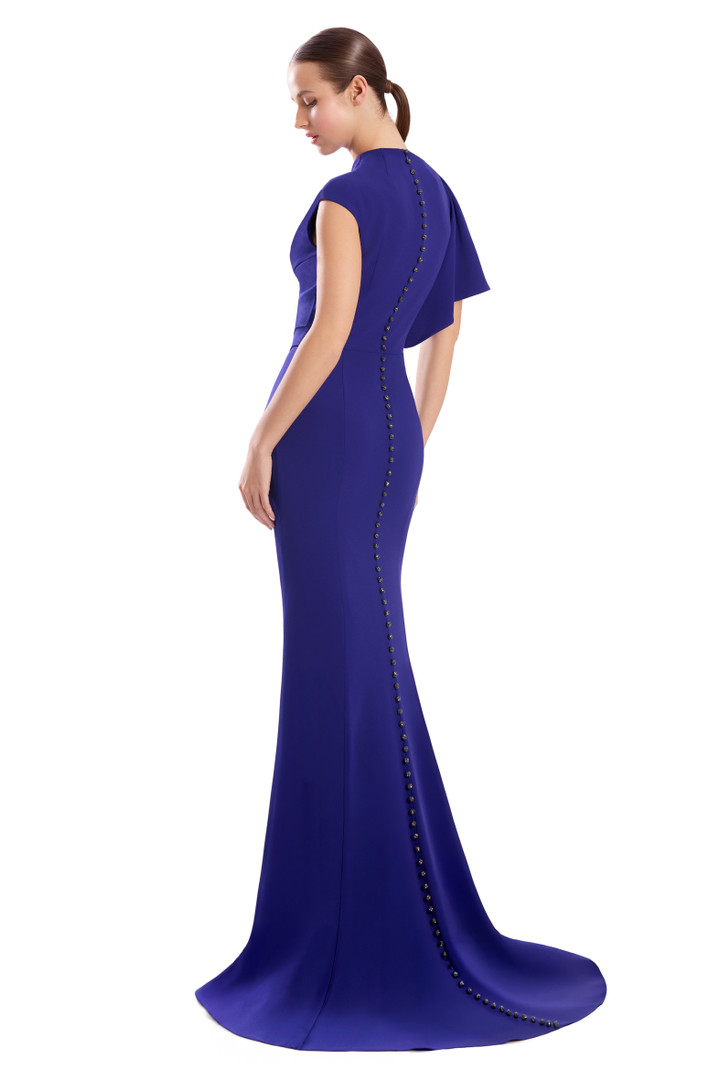 Alexander by Daymor 3307F26 Asymmetrical Drape Sleeve Gown