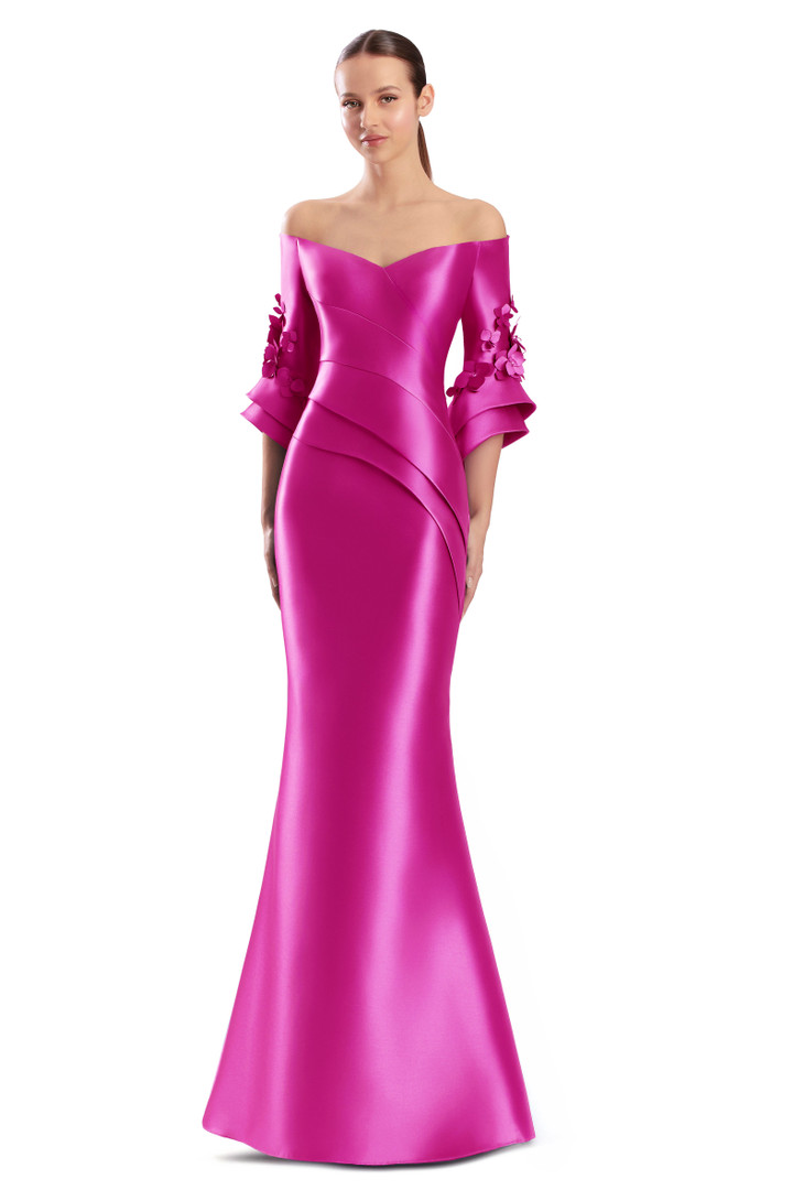 Alexander by Daymor 3309F26 3D Flower Off-shoulder Long Gown
