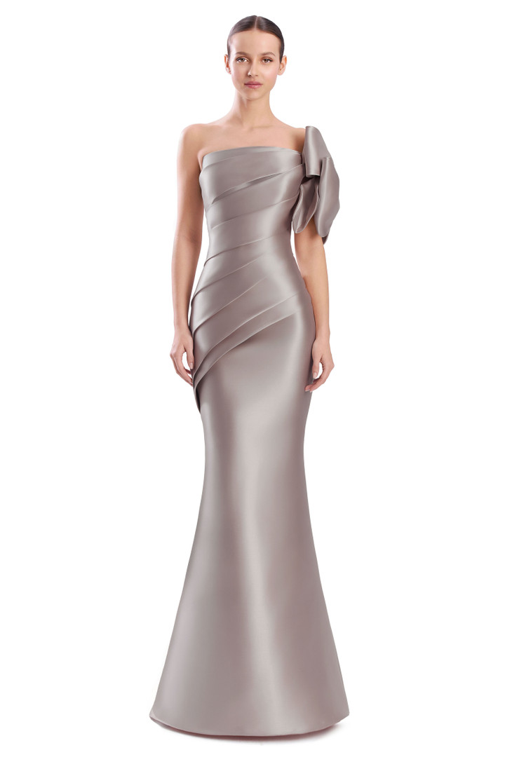 Alexander by Daymor 3312F26 Shoulder Bow Bustier Long Gown