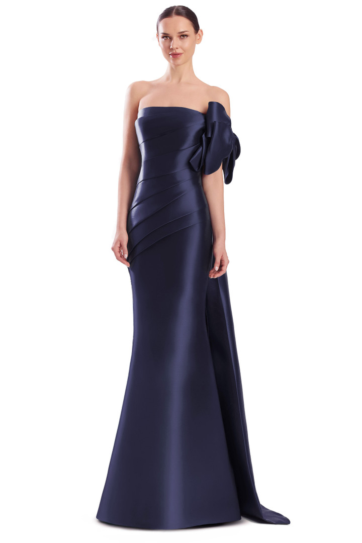 Alexander by Daymor 3312F26 Shoulder Bow Bustier Long Gown