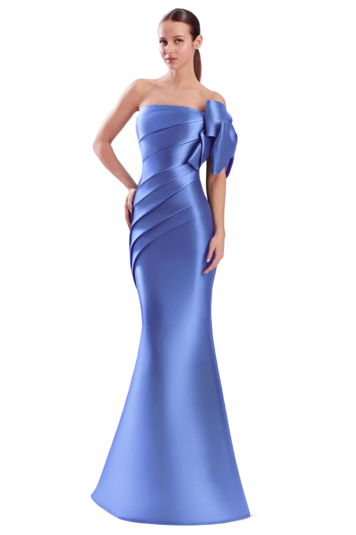 Alexander by Daymor 3312F26 Shoulder Bow Bustier Long Gown