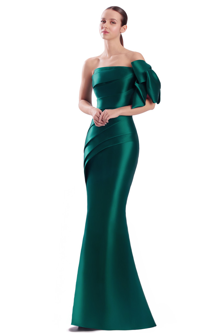 Alexander by Daymor 3312F26 Shoulder Bow Bustier Long Gown