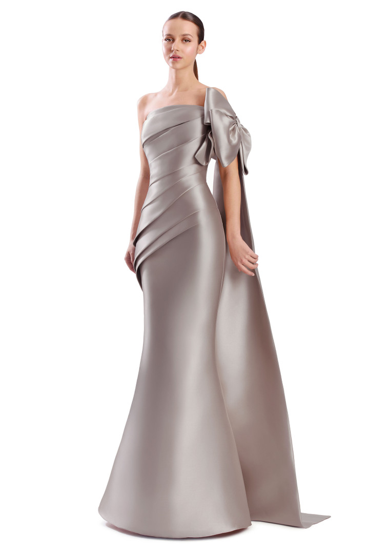 Alexander by Daymor 3312F26 Shoulder Bow Bustier Long Gown
