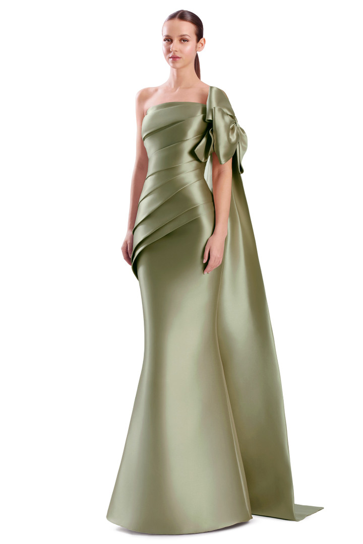 Alexander by Daymor 3312F26 Shoulder Bow Bustier Long Gown