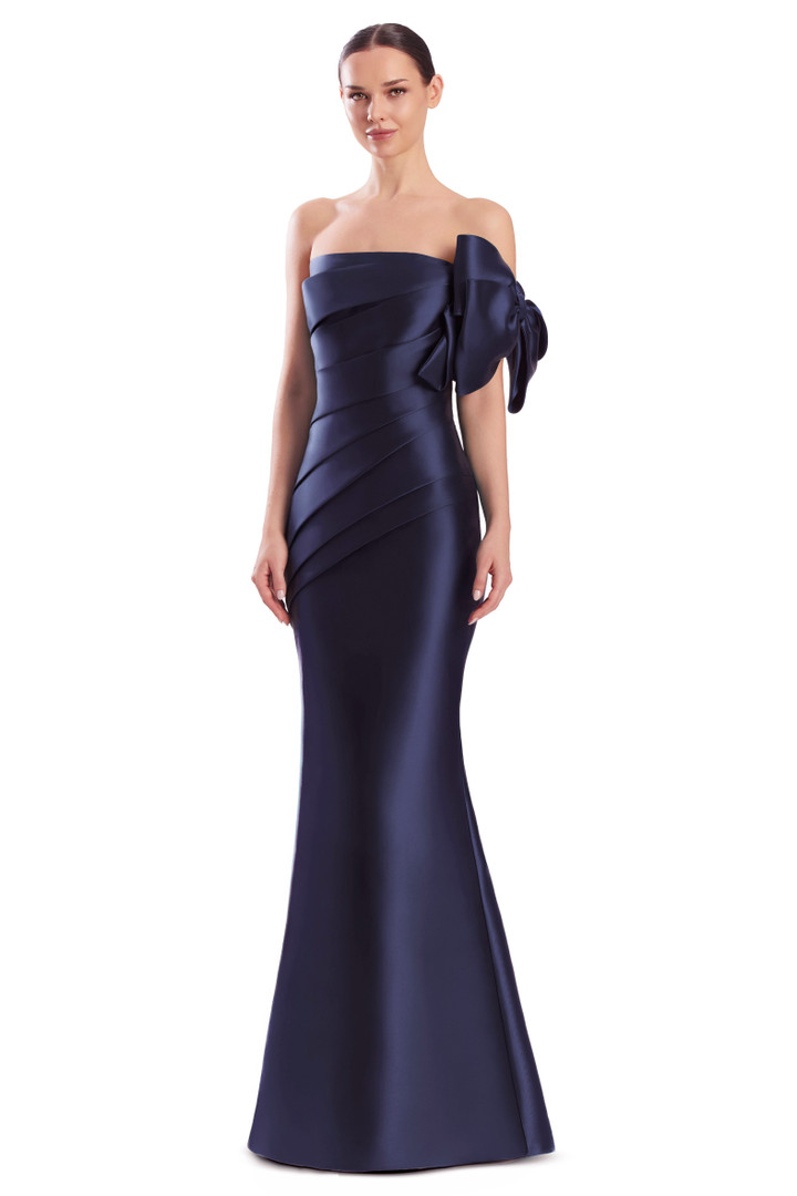Alexander by Daymor 3312F26 Shoulder Bow Bustier Long Gown