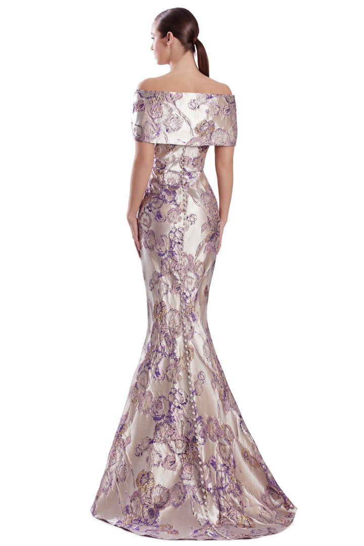 Alexander by Daymor 3315F26 Rosette Drape Bustier Long Gown