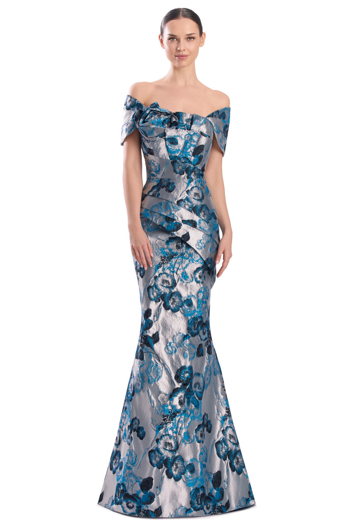 Alexander by Daymor 3315F26 Rosette Drape Bustier Long Gown