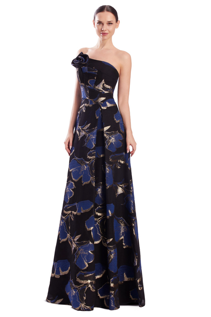 Alexander by Daymor 3316F26 Rosette Drape Strapless Gown