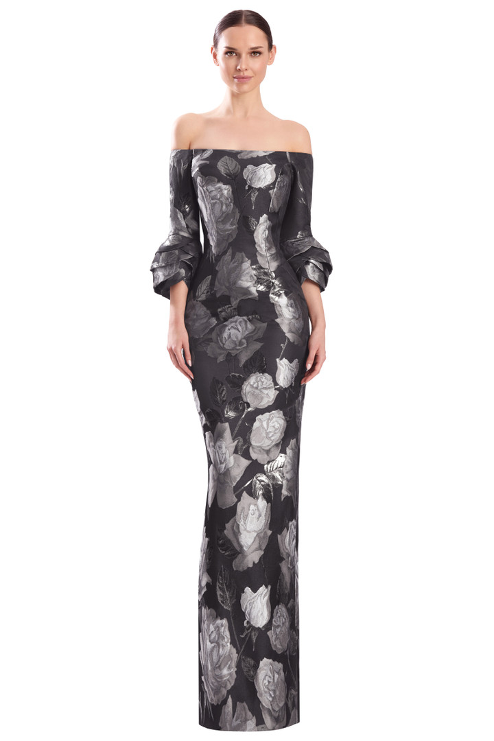 Alexander by Daymor 3321F26 Off-Shoulder Tulip Cuffs Gown
