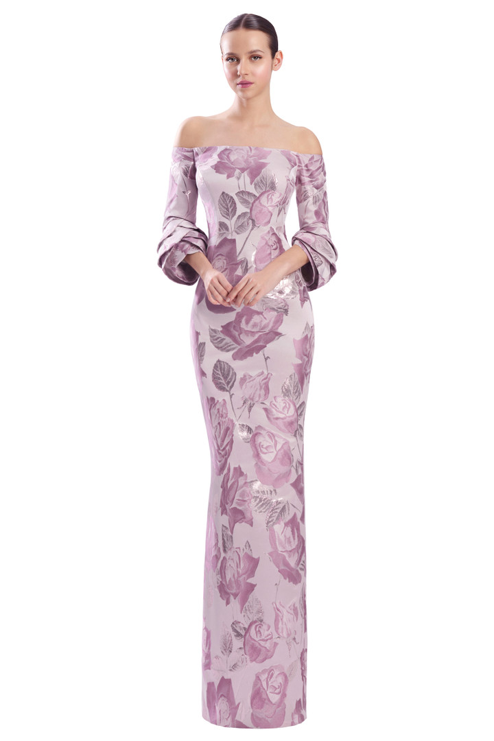 Alexander by Daymor 3321F26 Off-Shoulder Tulip Cuffs Gown